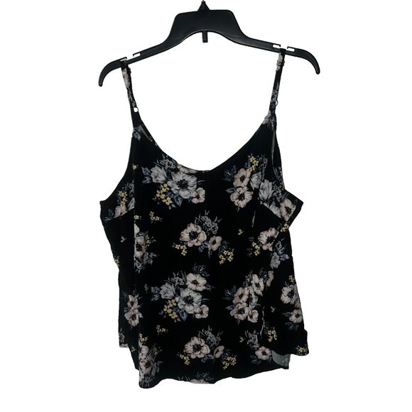 TORRID Womans Plus Size 3 3X Tank Top Shirt Black Purple Floral Sleeveless - Picture 1 of 6